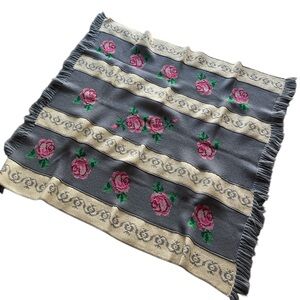 Rose Crochet Knit Throw Blanket